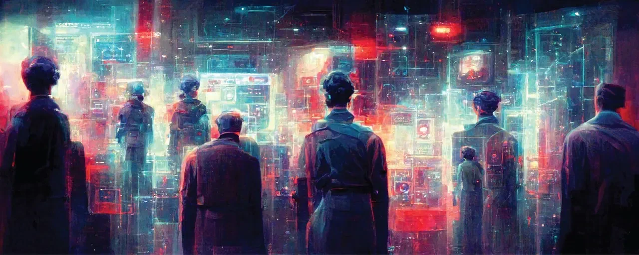 Hacker like scene with Matrix charme